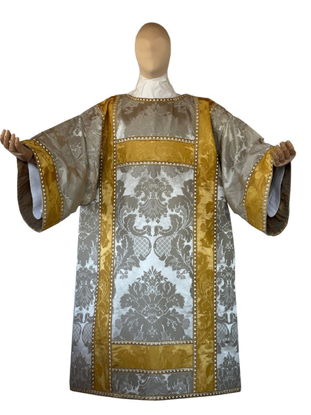 White and Gold Silk Gothic Dalmatic - Sacra Domus Aurea