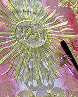 Italianate Rose Silk Embroidered Set - Sacra Domus Aurea